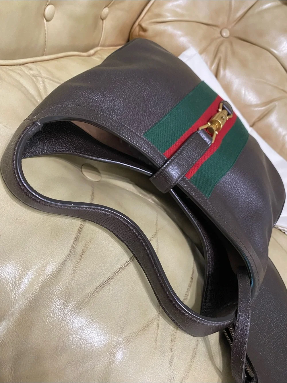 Spectacular Gucci "New Jackie" Hobo Leather Web Stripe w/Pouch 1961 - Picture 10 of 14